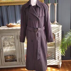 London Fog Charcoal Gray Double-Breasted Trench Coat Belted Size 6